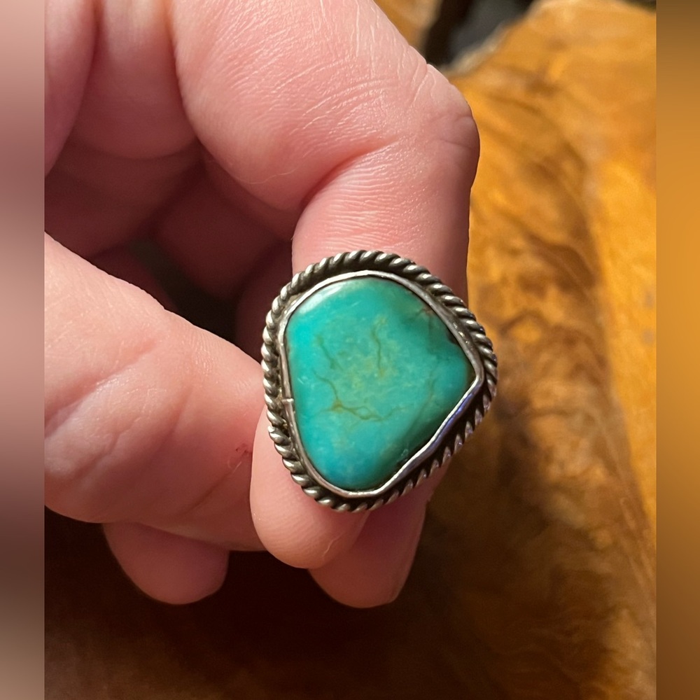 Vintage Sterling Silver & Turquoise Ring Size 7